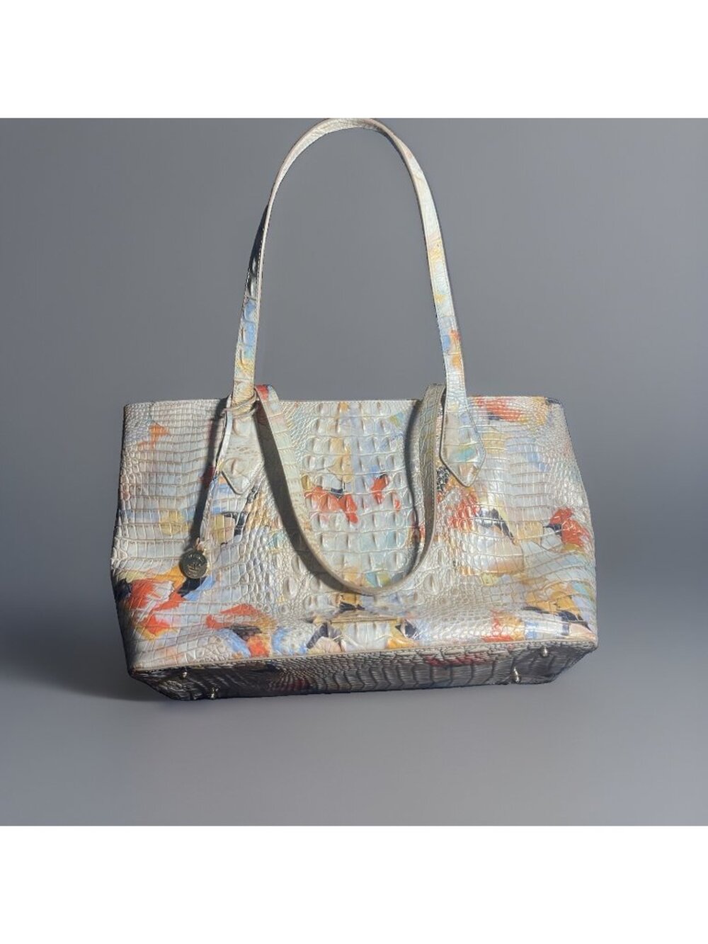 Brahmin Athena Croc Style -Embossed Leather Tote Bag -Oasis Melbourne Colorway